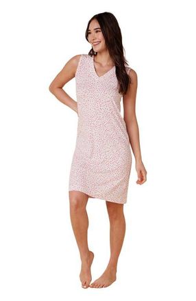 The Cats Pajamas Pima Knit Nightgown Stripes Dots in Confetti Dot Raspberry at Nordstrom, Size X-Small