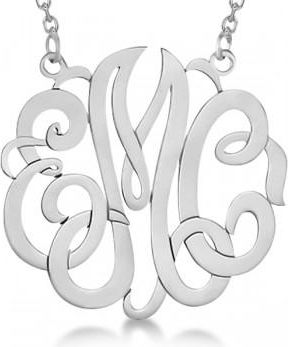 Allurez Personalized Monogram Pendant Necklace in 14k White Gold