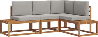 vidaXL 4 Uds. Conjunto De Sof&aacute;s De Exterior Gris Natural Y Claro Vidaxl