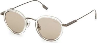 Ermenegildo Zegna Brown Round Mens Sunglasses EZ0276 39E 46