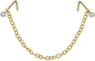 Generic Staineless Steel Nose Rings Chain Septum Ring Piercing Nose Rings with Chain Nose Chain Nose Ring Body Jewelry Attractive Design