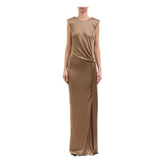 Elisabetta Franchi Dames, Jurken, Bruin, Maat: M Viscose