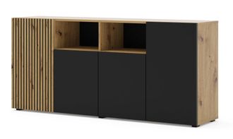 AKL FURNITURE C&oacute;moda efecto madera Crema y Negro