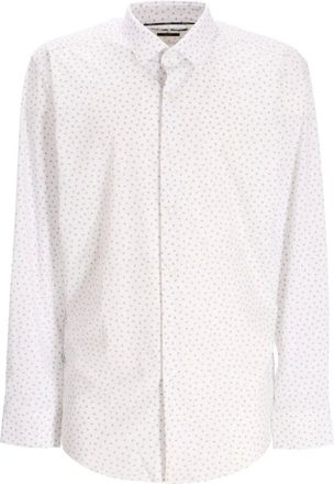 BOSS micro-pattern long-sleeve shirt - White