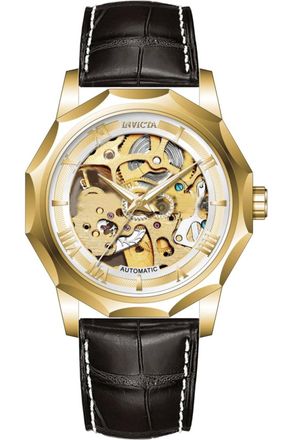 Invicta Objet D Art 69124 Herenhorloge - Automatisch Uurwerk - Roestvrij Staal met Gouden Wijzerplaat - 42 mm