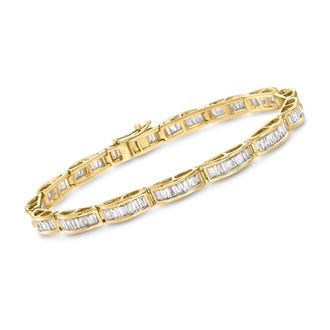 Ross-Simons Baguette Diamond Bracelet in 14kt Yellow Gold