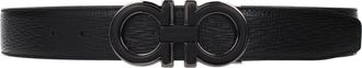Ferragamo Herens Riem Leer Zwart/Nachtblauw