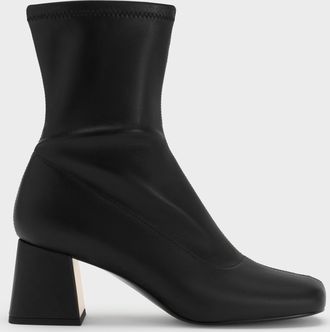Charles & Keith Jully Metallic Trapeze Heel Ankle Boots