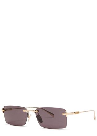 Gucci Rimless Rectangle-frame Sunglasses - Grey - One Size