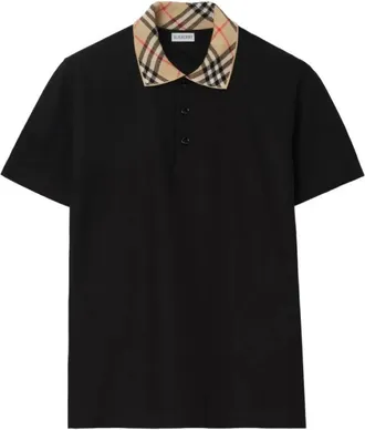Burberry Evan Check Collar Cotton Polo Shirt, Size Small