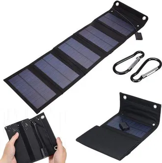 OEM Panel Solar 5 Placas, Paneles Solares Celdas Solares Recargar Power Bank Panel Solar, Panel Solar 15 W 5 V, Paneles Solares Enchufe, Negro