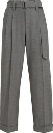 Brunello Cucinelli M0W07P8995 Straight Broeken - Dames - Straight fit broeken - Grijs - XS - Wol - Broeken