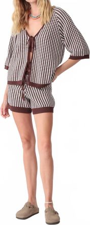 Electric & Rose Lace Up Sweater In Cocoa/ivory