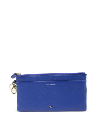 Anya Hindmarch pocket zip-top clutch bag - women - Leather - One Size - Blue
