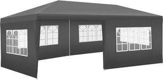 TecTake Pabell&oacute;n 6x3m con 5 paneles laterales, resistente al agua y UV, gris