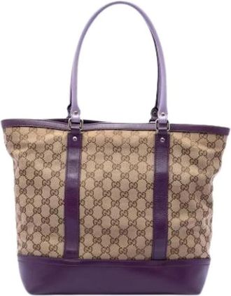 Gucci Pre-owned Vintage Tote Bag - Dames - Vintage Shopper - Paars - ONE Size - Leer - Vintage