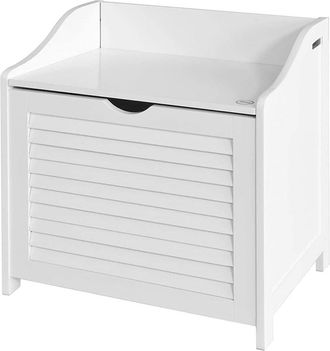 SoBuy Cesto para ropa sucia madera blanco