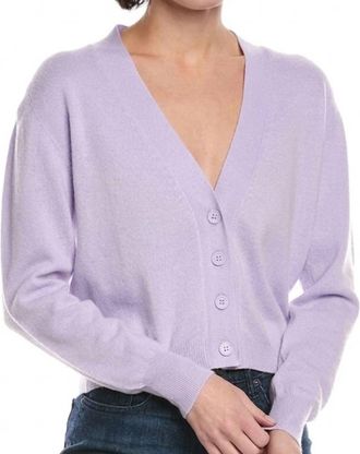 Brodie Boxy Cropped Cardigan In Lavender