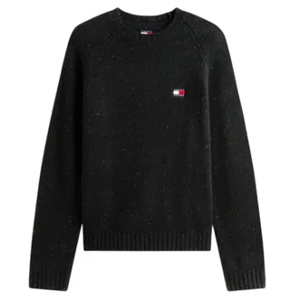 Tommy Jeans Heren-sweatshirt met badge en ronde hals (Zwart)