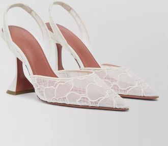 Amina Muaddi lace slingback pumps 95mm pointed toe
