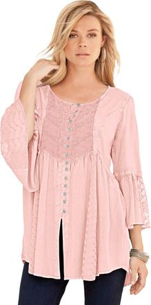 Roaman's Taylor Acid Wash Big Shirt in Soft Blush at Nordstrom, Size 28