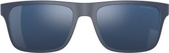 Emporio Armani 54mm Mirrored Rectangular Sunglasses in Matte Blue /Blue Mirror Blue at Nordstrom