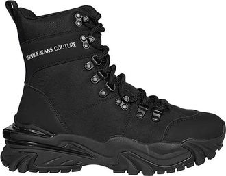 Versace Jeans Couture Stijlvolle Veterschoenen met Ronde Neus - Heren - Veterlaarzen - Zwart - 39 EU - Polyester - Schoenen