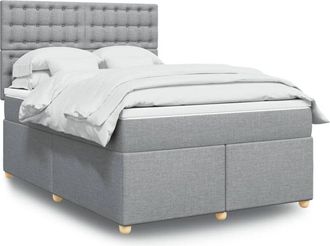 vidaXL Vidaxl - Cama Box Spring Con Colch&oacute;n Tela Gris Claro 160x200 Cm