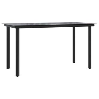 Berkfield Home Garden Dining Table Black 200x100x74cm Steel & Tempered Glass | Size: 200 x 100 x 74 cm