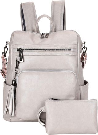 Generic Ladies Stylish Womens Travel Backpack and Clutch Purse Set Multipurpose Designer Carryall Combo for Everyday Use