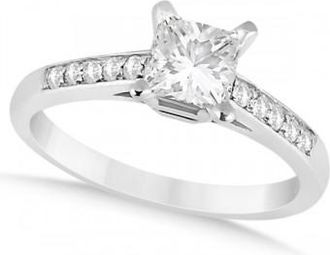 Allurez Cathedral Princess Cut Diamond Engagement Ring 14k White Gold (0.75ct)