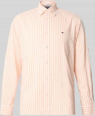 Tommy Jeans Relaxed Fit Freizeithemd aus Baumwoll-Modal-Mix in Orange, Gr&ouml;&szlig;e XXL