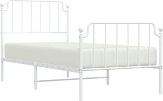 vidaXL Vidaxl - Metal Bed Frame without Mattress with Footboard White 90x190cm