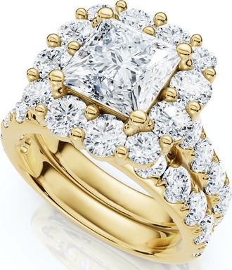 Pompeii3 5Ct Princess Cut Diamond Engagement Matching Wedding Ring Set 10k Gold Lab Grown