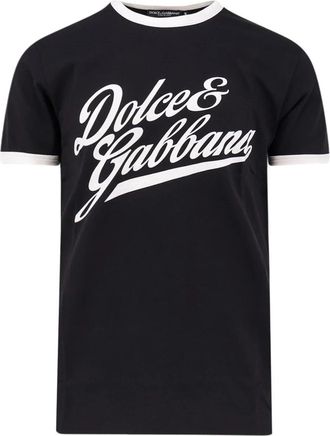 Dolce & Gabbana Katoenen T-shirt met Flockprint - Heren - T-shirts - Zwart - XS - Katoen - Tops