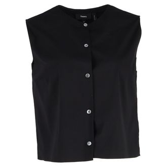 Theory Good Sleeveless Shirt in Black Cotton