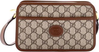 Gucci Brown Gg Coated Canvas Interlocking G Patch Camera Bag Mini (Authentic Pre-Loved)