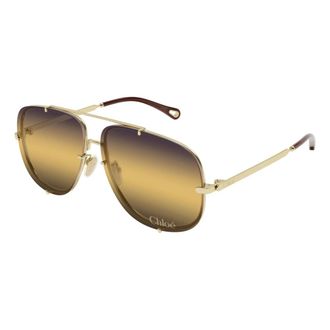 Chlo&eacute; Sunglasses, female, Yellow, 62 MM, Aviator Sunglasses