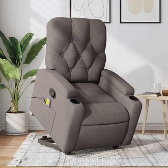 vidaXL Vidaxl - Sill&oacute;n Reclinable De Masaje Elevable Tela Gris Taup&eacute;