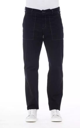 Alpha Studio Mens Casual Pants With Relaxed Fit - Navy Cotton - Size EU 52 (Mens)