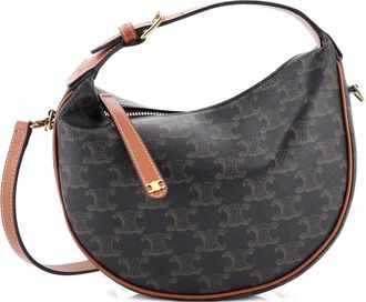 Celine Lulu Bag Triomphe Coated Canvas Teen hobo bag - Bruin