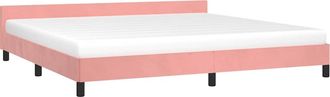 vidaXL Cama Con Cabecero Sin Colch&oacute;n Terciopelo Rosa 200x200 Cm Vidaxl