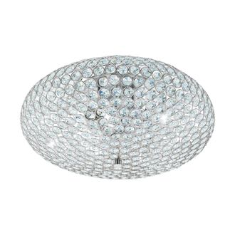 Loops Flush Ceiling Light Colour Chrome Plated Shade Clear Crystal Bulb E27 3x60W