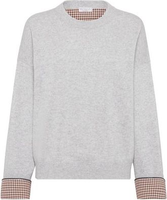 Brunello Cucinelli Cashmere sweater with monili in Pebble at Nordstrom, Size Xx-Large Eu