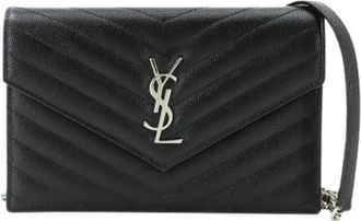 Saint Laurent Pre-owned Chain Shoulder Wallet - Dames - Vintage Schoudertas - Zwart - ONE Size - Leer - Vintage