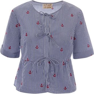 MC2 Saint Barth Alyson Blouse with Vertical Stripes and Peplum Detail
