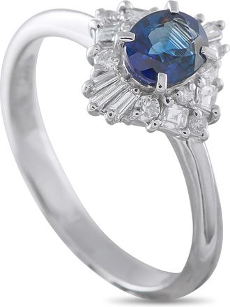 Luxury Bazaar Platinum 0.29 ct Diamond and 0.72 ct Sapphire Ring MF23-010226