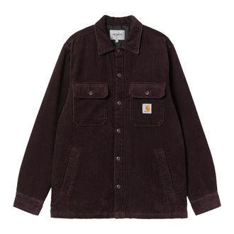 Carhartt Work in Progress Casual Shirts, male, Red, XL, Bordeaux Velvet Shirt Jacket