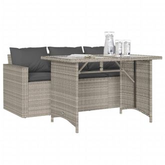 Berkfield Home Beautiful 2 Piece Garden Dining Set with Cushions Light Grey Poly