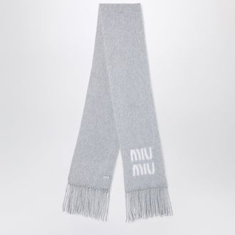Miu Miu Sciarpa in mohair grigia con logo